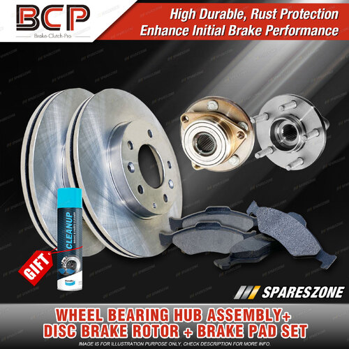 Front Wheel Bearing Hub Assembly + Brake Rotor Pad Kit for Ford Taurus DN DP