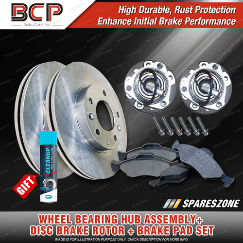 Front Wheel Bearing Hub Assembly + Brake Rotor Pad Kit for Holden Astra AH 1.8L