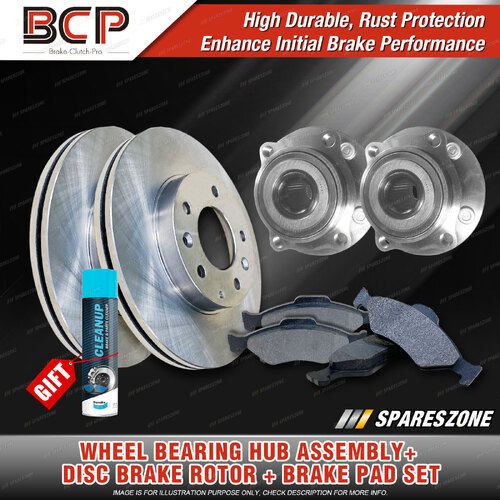 Rear Wheel Bearing Hub Assembly + Brake Rotor Pad Kit for Mitsubishi 380 DB