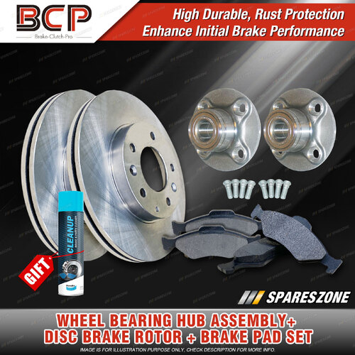 Rear Wheel Bearing Hub Ass + Brake Rotor Pad Kit for Nissan Pulsar N15 W/O ABS