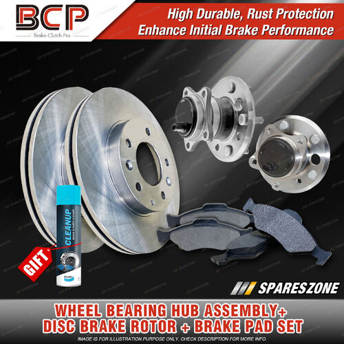 Rear Wheel Bearing Hub Assembly + Brake Rotor Pad Kit for Toyota Camry ACV40