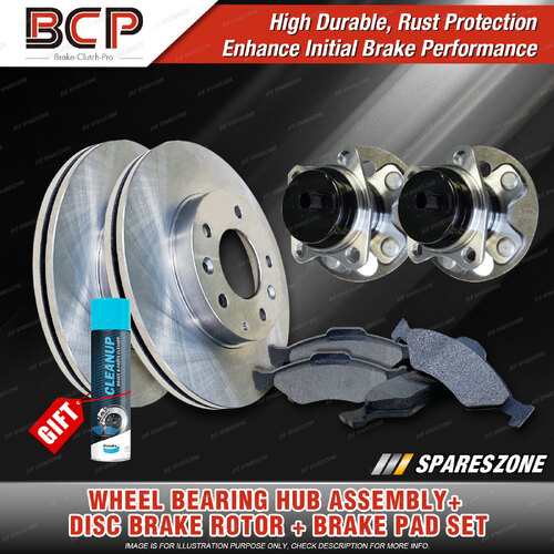 Rear Wheel Bearing Hub Assembly + Brake Rotor Pad Kit for Toyota Corolla ZRE152