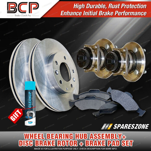 Rear Wheel Bearing Hub Assembly + Brake Rotor Pad Kit for Toyota Corolla ZZE123