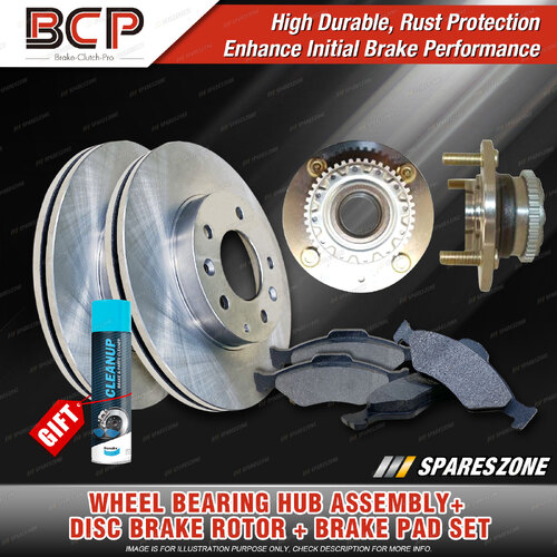 Rear Wheel Bearing Hub Assembly Brake Rotor Pad Kit for Kia Cerato TD ABS 4 Stud