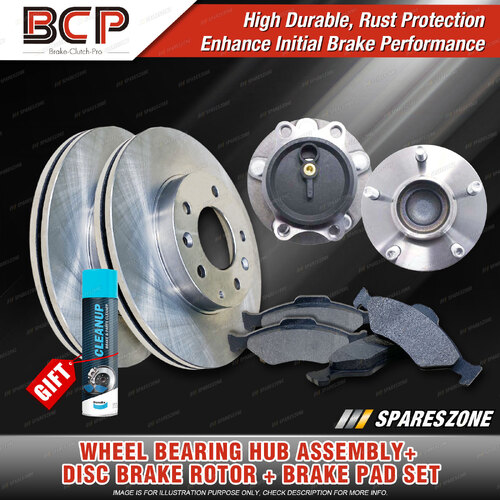 Rear Wheel Bearing Hub Assembly + Brake Rotor Pad Kit for Mitsubishi ASX XA 2.0L