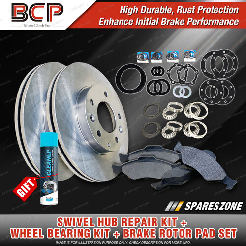 Swivel Hub Wheel Bearing Kit Brake Rotor Pad for Land Rover Range Rover 16D ABS
