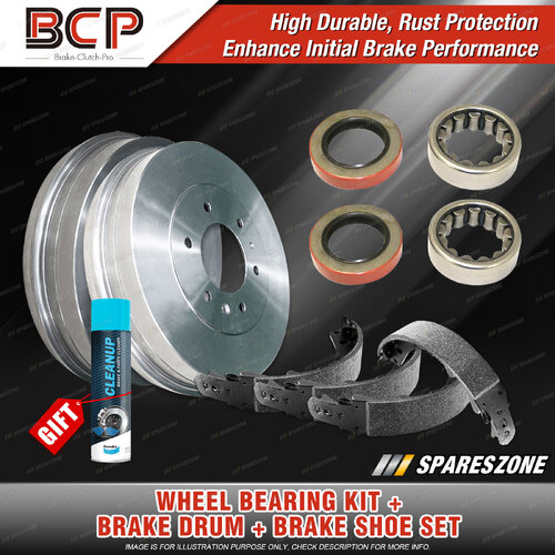Rear Wheel Bearing Kit + Brake Drum Shoe Set for Ford F100 77-86 Integral Diff