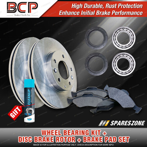 Rear Wheel Bearing Kit + Brake Rotor Pad Set for Ford Fairmont EA EB ED W/O IRS
