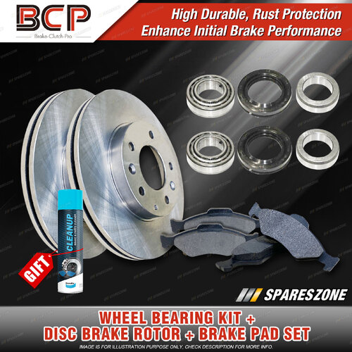 Rear Wheel Bearing Kit + Brake Rotor Pad Set for Ford Falcon XG XH 1993-1996