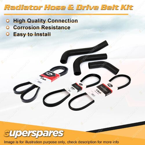 Radiator Hose + Gates Belt Kit for Jaguar XJS 5.3L 24V SOHC EFI 8S 1976-1993