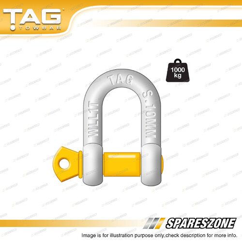 TAG D-Shackle - Thickness 10mm Load Rate 1000kg Galvanised Carbon Steel
