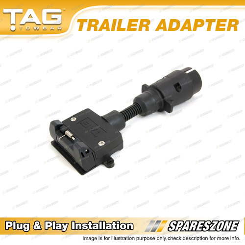 TAG Trailer Adapter - 7 Pin Large Round Plug to 7 Pin Flat Socket