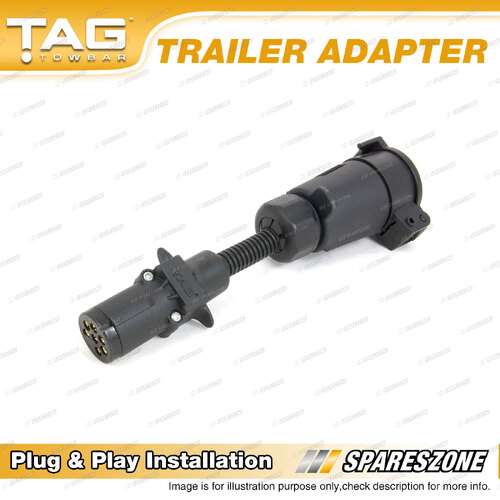 TAG Trailer Adapter - 7 Pin Small Round Plug to 7 Pin Large Round Socket