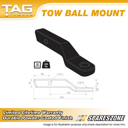 TAG 2" Drop Forged Tow Ball Mount - Solid 50mm x 50mm ION Forged Shank