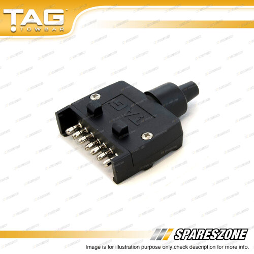 TAG 7 Pin Flat Plug Trailer Side - Fits 7 Pin Flat Socket UNT032BLIS
