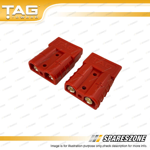 2 x TAG Heavy Duty Connector Sets with Covers - 50 Amp Red Anderson Plugs