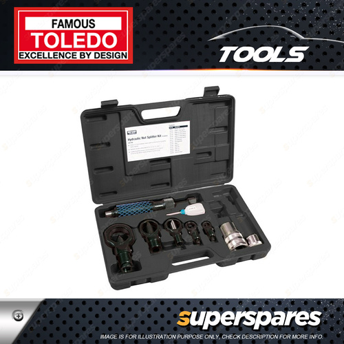 Toledo 9pc of Hydraulic Stud Nut Splitter Kit 10 - 48mm 10 Tonne Ram