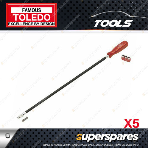 2x Toledo Hose Clamp Nut Driver-600mm Overall Length Includes socket 6mm 7mm 8mm