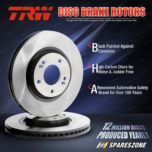 2x Front TRW Disc Brake Rotors for Kia Mentor Shuma FB 1.6L 07/2000 - On