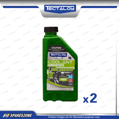 2 x Tectaloy Unlmtd Coolant Concentrate Green 1L - Extended Life Technology