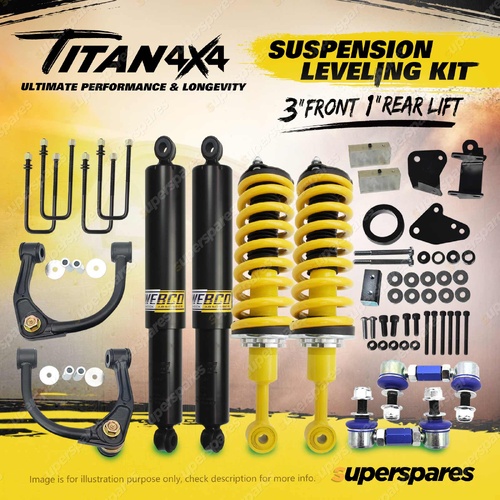 Titan 3" Front 1" Rear Levelling Lift Kit King Coil for Ford Ranger PX 18-on