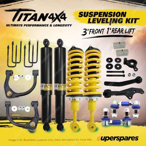 Titan 3" Front 1" Rear Levelling Lift Kit King Coil for Toyota Hilux GUN126