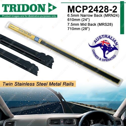 2 Tridon Metal Wiper Refills 24" 28" for Mitsubishi 380 DB Airtrek CU ASX XA