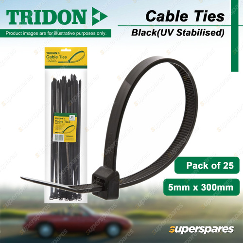 Tridon Black Cable Ties UV Stabilised 5mm x 300mm Pack of 25 High Quality