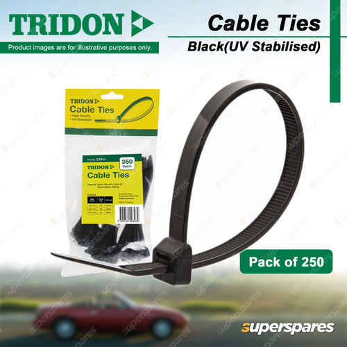 Tridon Black Cable Ties Combo Pack 80mm/120mm/140mm Length Pack of 250