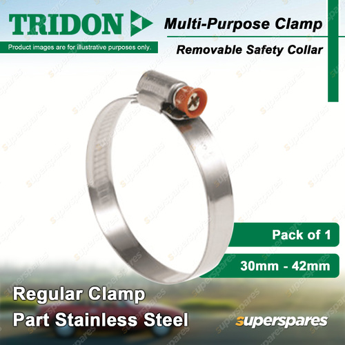 Tridon Multi-Purpose Regular Hose Clamp 30mm - 42mm All Stainless Pack of 1