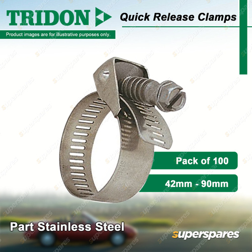 Tridon Quick Release Hose Clamps 42mm - 90mm Part Stainless 100pcs