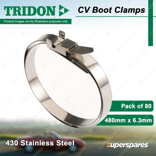 Tridon CV Boot Clamps 480mm x 6.3mm 430 Stainless Steel Pack of 80