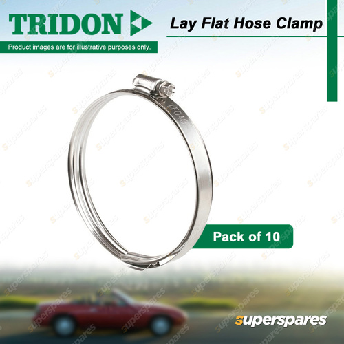 Tridon Lay Flat Hose Clamps Full Stainless Steel with Sleeve 4 Inch - Pack of 10