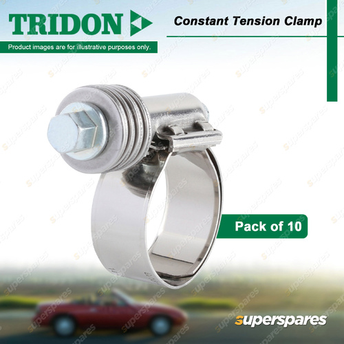 Tridon Constant Tension Clamps 14-27mm Stainless Steel - Pack of 10