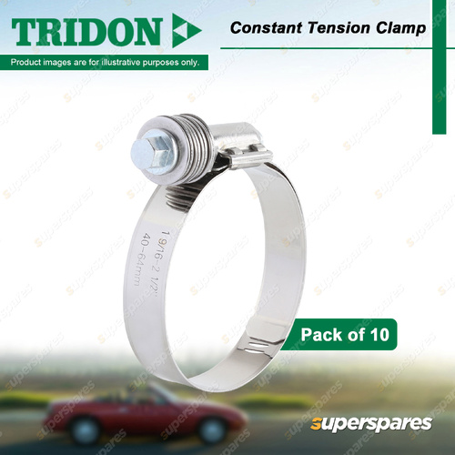 Tridon Constant Tension Clamps 40-63mm Stainless Steel - Pack of 10