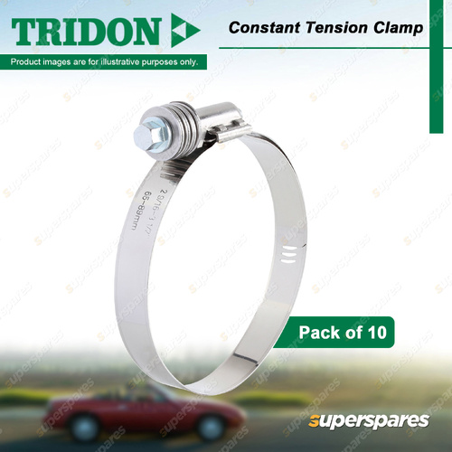 Tridon Constant Tension Clamps 65-89mm Stainless Steel - Pack of 10