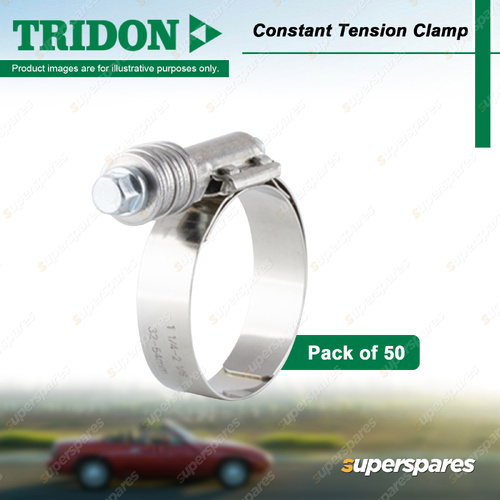 Tridon Heavy Duty Constant Tension Clamps 32-54mm Stainless Steel - Pack of 50