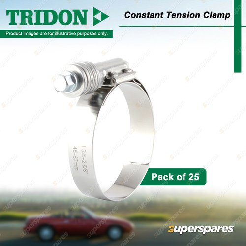Tridon Heavy Duty Constant Tension Clamps 45-67mm Stainless Steel - Pack of 25