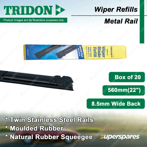 Tridon 560mm 22" Square Metal Rail Wiper Refills 8.5mm Wide Back - Box of 20