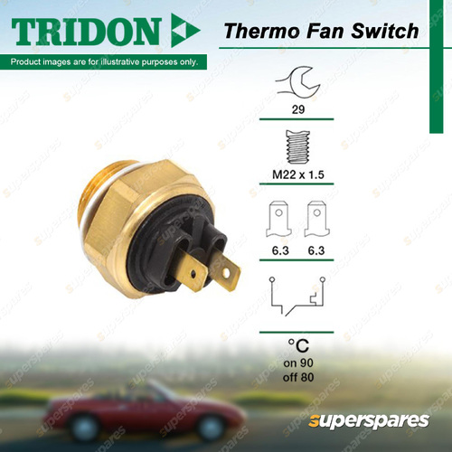 Tridon Thermo Fan Switch for Fiat 125 125 1.6L 4cyl 74kW 1968-1973 90-80 Deg