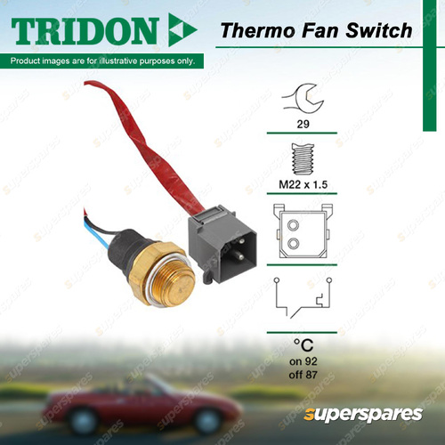 Tridon Thermo Fan Switch for Fiat 125 125 1.6L 4cyl 74kW 1968-1973 92-87 Deg