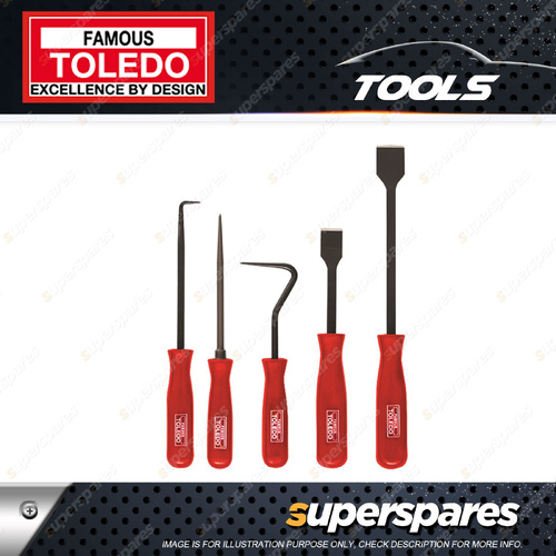 Toledo Scraper & Hook Set 5 pcs - Heat Treated Alloy Steel w/Comfort Grip Handle