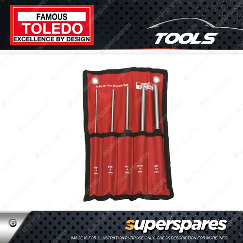 Toledo Heavy Duty Extra Long Pin Punch Set 5 pcs - Size 3 5 6 8 10mm