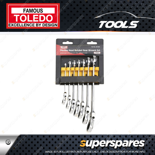 1 pc of Toledo Flexible Head Ratchet Wrench Set 7 pcs - Metric 8-18mm