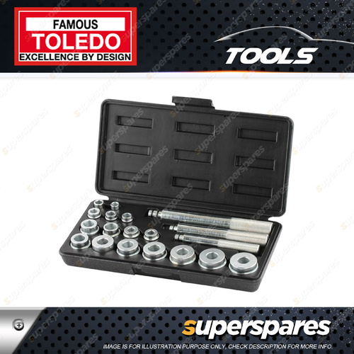 Toledo Bearing & Seal Installer Kit 20 pcs - 3 Drivers & 16 Adaptors 9.5mm-35mm