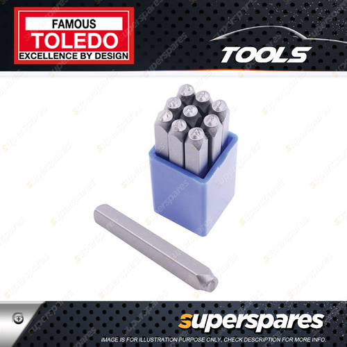Toledo Number Punch Set 9 pcs - Character Size 10mm 3/8" Long Shank Design