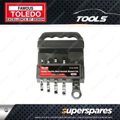 Toledo Fixed Head Stubby Ratchet Wrench Set 5 pcs - Metric 8-14mm