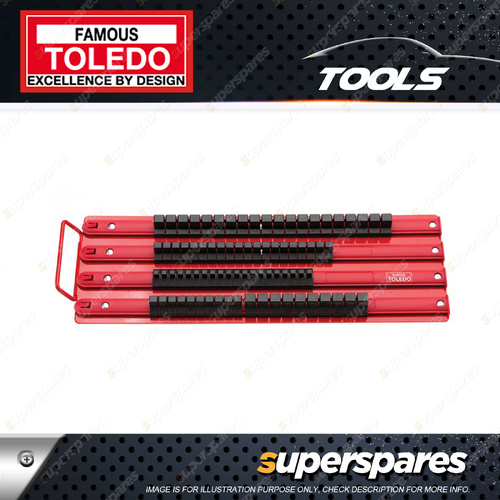 Toledo Heavy Duty Socket Tray Rail Kit 80 pcs - 1/4" 3/8" 1/2" Square Drive