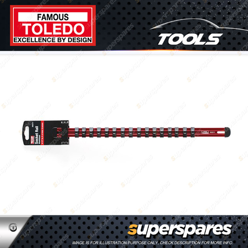 Toledo Heavy Duty Aluminium 1/4" Socket Rail 16 pcs - Overall Length 435mm