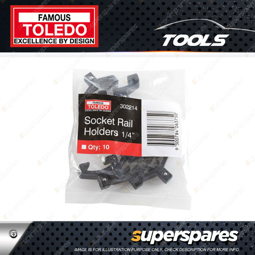 10 pcs of Toledo 1/4" Socket Rail Holders - Suits 302210 302211 302212 302213